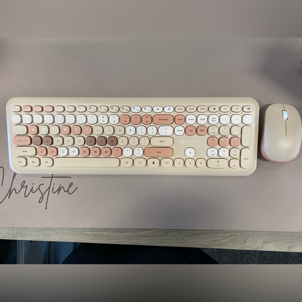 Cute Keyboard & Mouse Combo - Warm Milk Tea Color